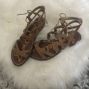 Sam Edelman Suede tan strap gladiator lace sandal